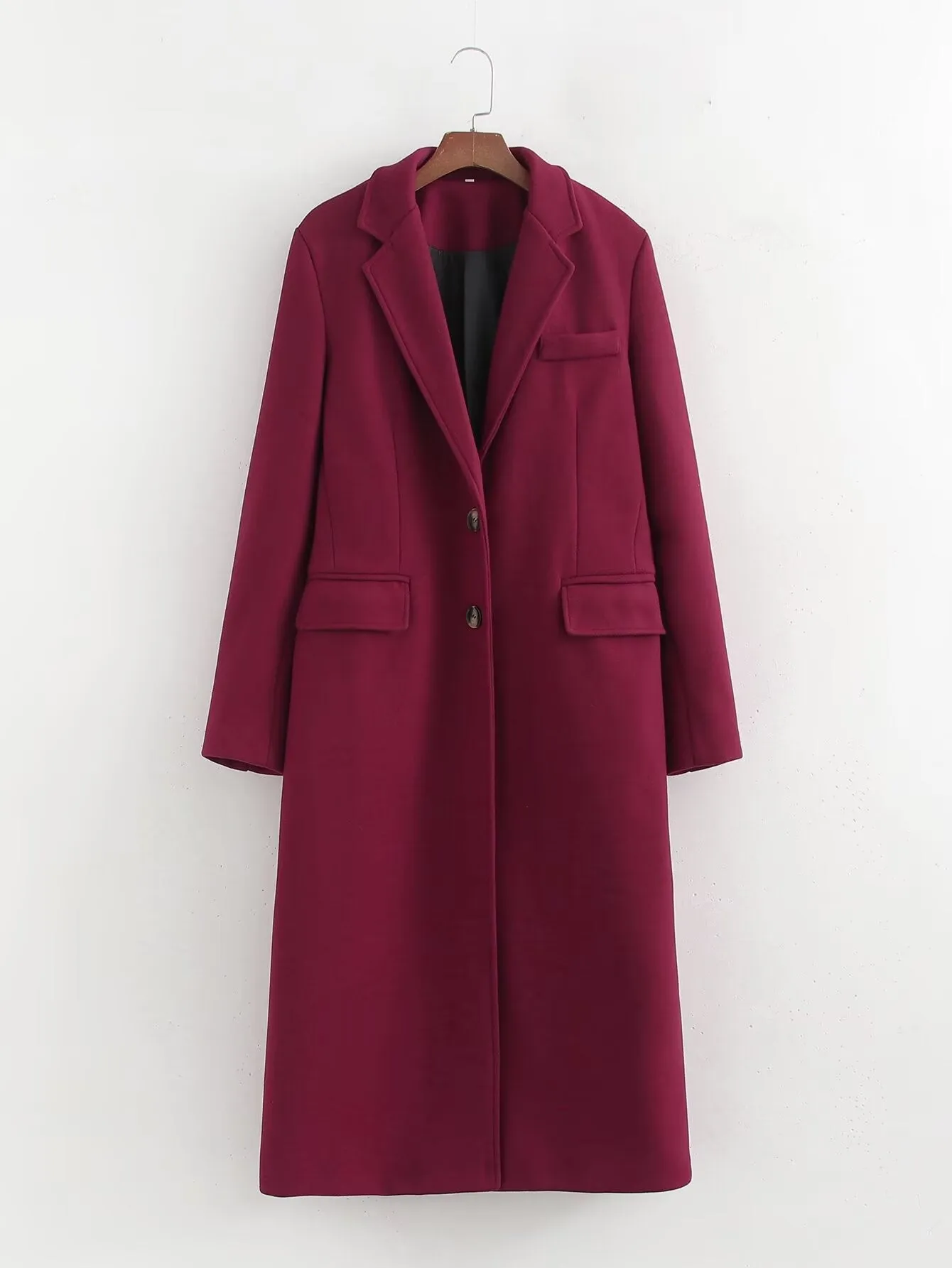 Red Woolen Coat for Women Autumn Winter Hepburn Korean High Grade Slimming Long Baggy Coat