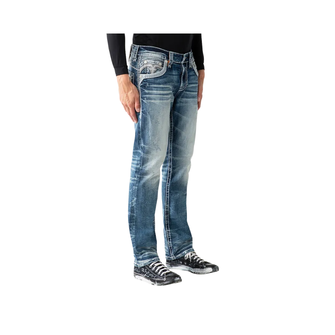 Rock Revival Men's Seagrass J200 Straight 34 Denim Jean