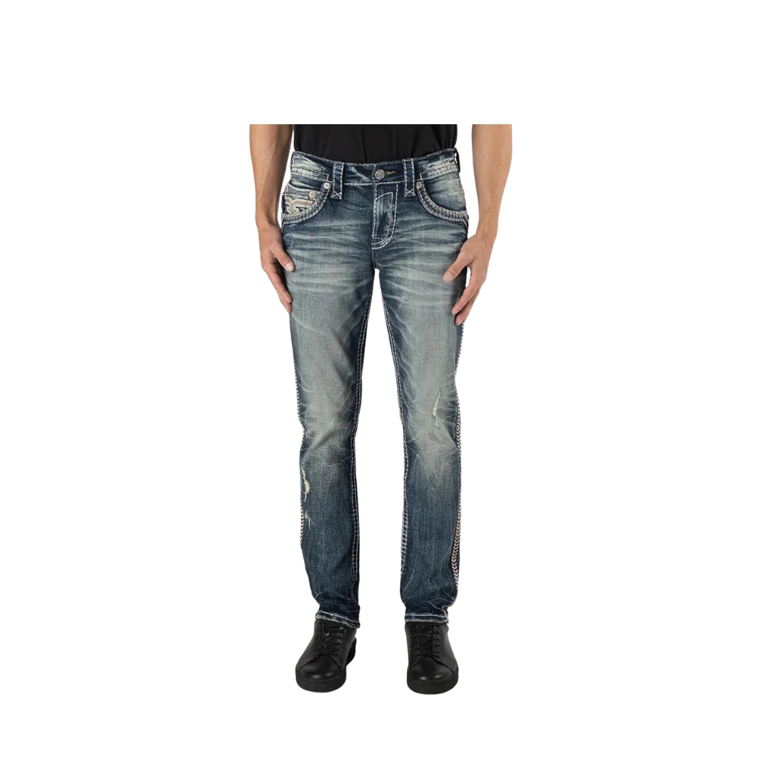 Rock Revival Men's Seth Alt Straight Cut Vintage Blue Jeans