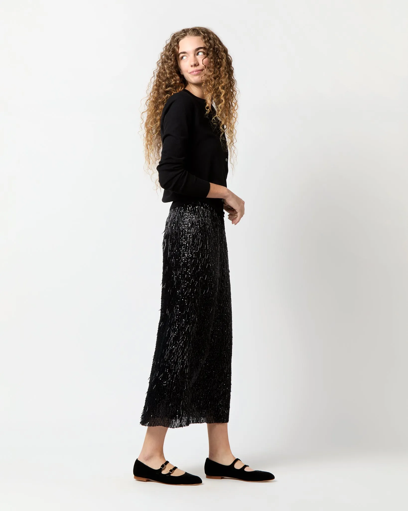 Ruby Skirt in Black Beaded Mesh