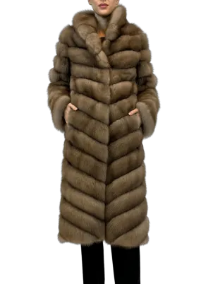 SABLE COAT WITH ATTACHED COLLAR "NOELLE"