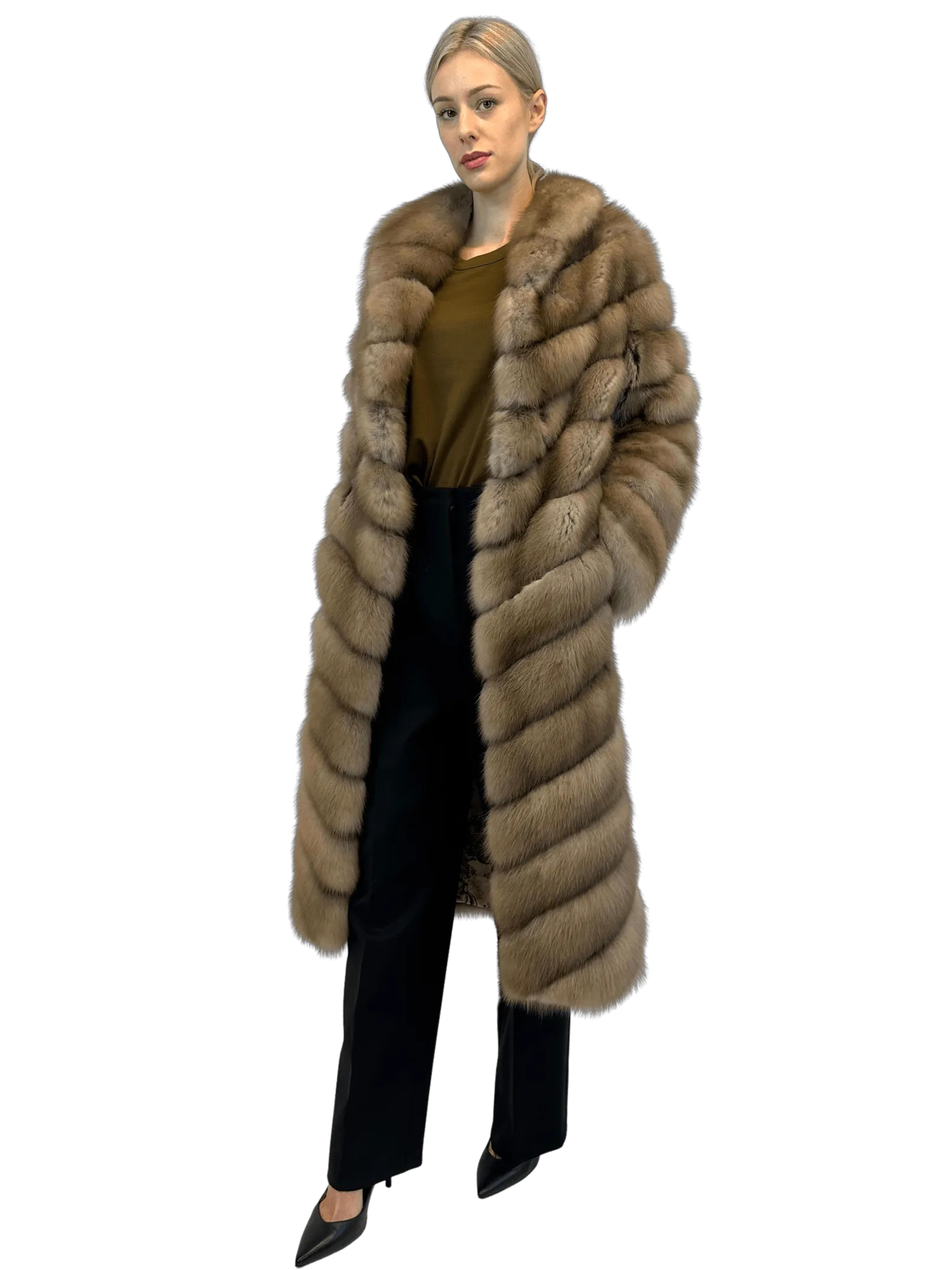 SABLE COAT WITH ATTACHED COLLAR "NOELLE"