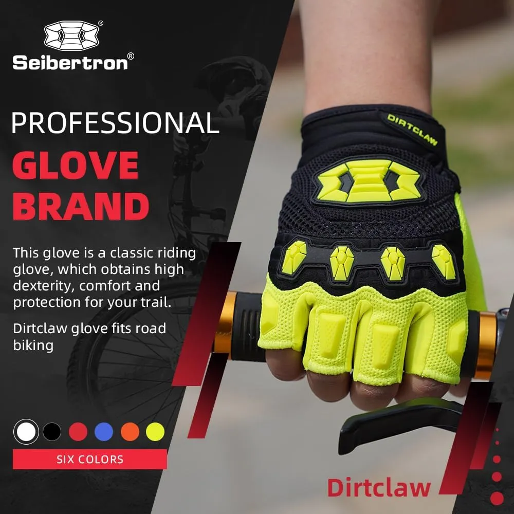 Seibertron Dirtclaw Anti-Slip Fingerless Gloves: Perfect for Off-Road, BMX, and Motocross Adventures