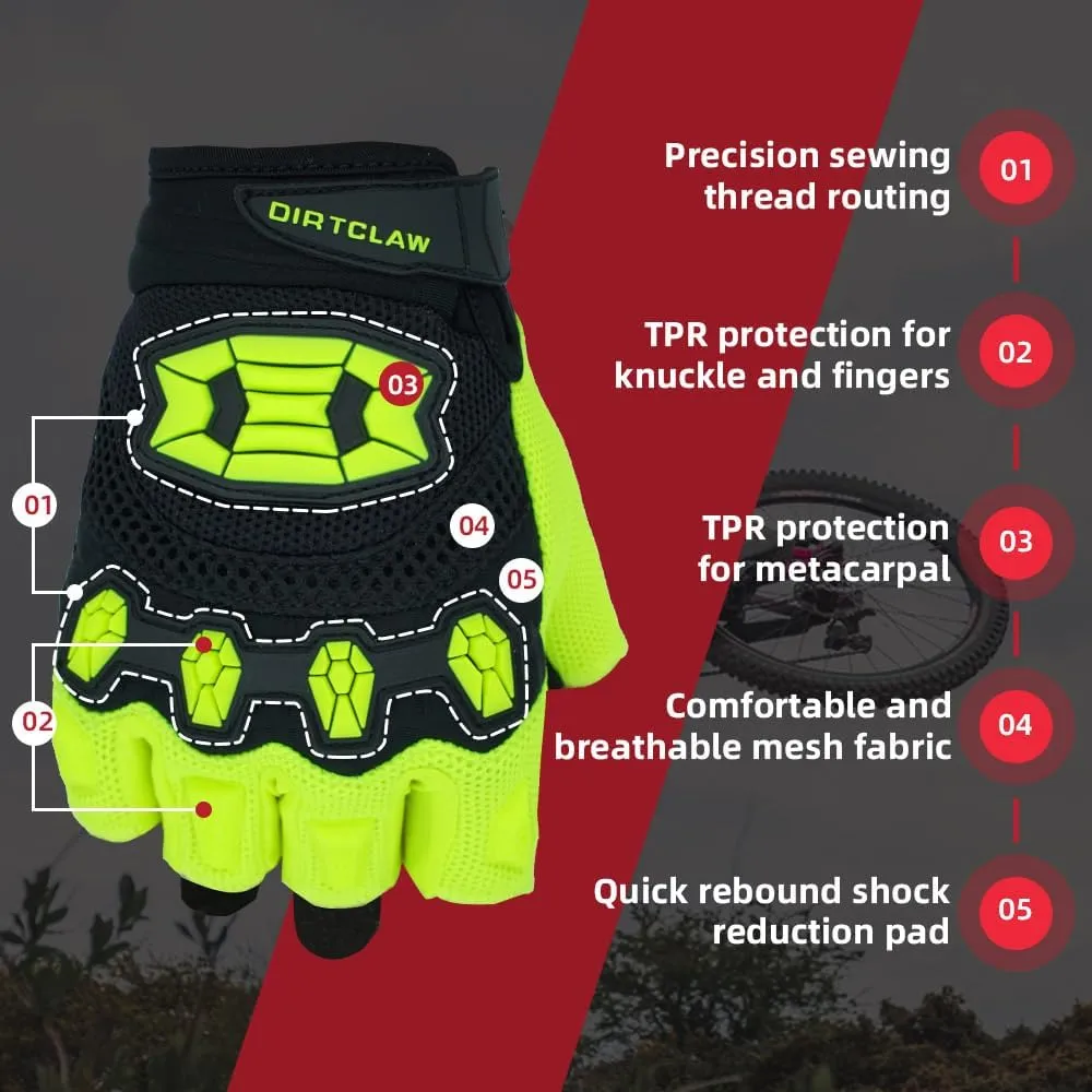 Seibertron Dirtclaw Anti-Slip Fingerless Gloves: Perfect for Off-Road, BMX, and Motocross Adventures