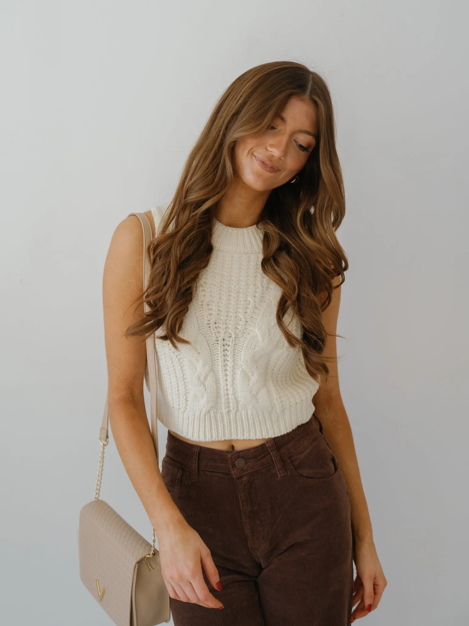 Shayla Cable Sweater Top - Cream