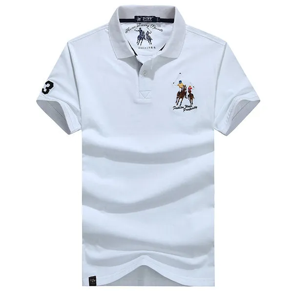 Short Sleeve Casual Cotton Polo Shirt Summer Embroidery Logo Solid Color