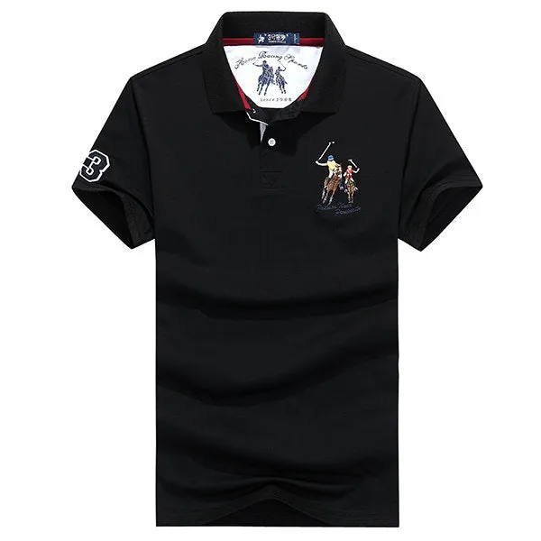 Short Sleeve Casual Cotton Polo Shirt Summer Embroidery Logo Solid Color