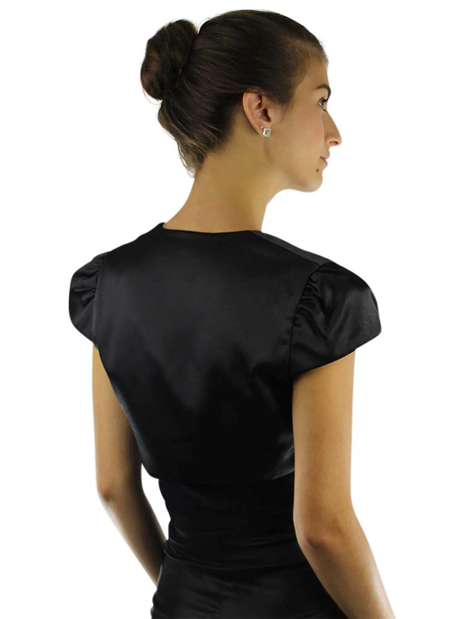 Short Sleeve Satin Bolero Shrug Jacket