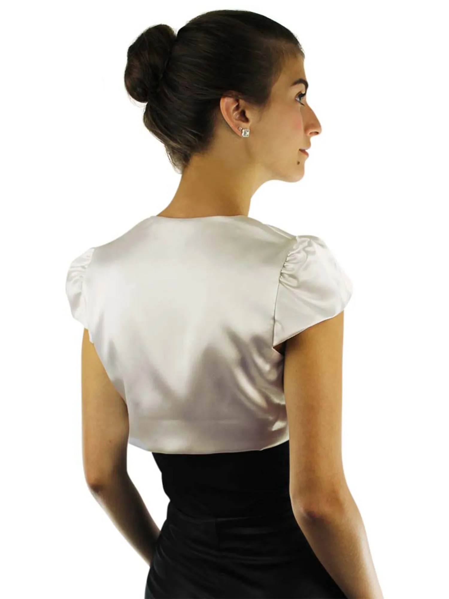 Short Sleeve Satin Bolero Shrug Jacket