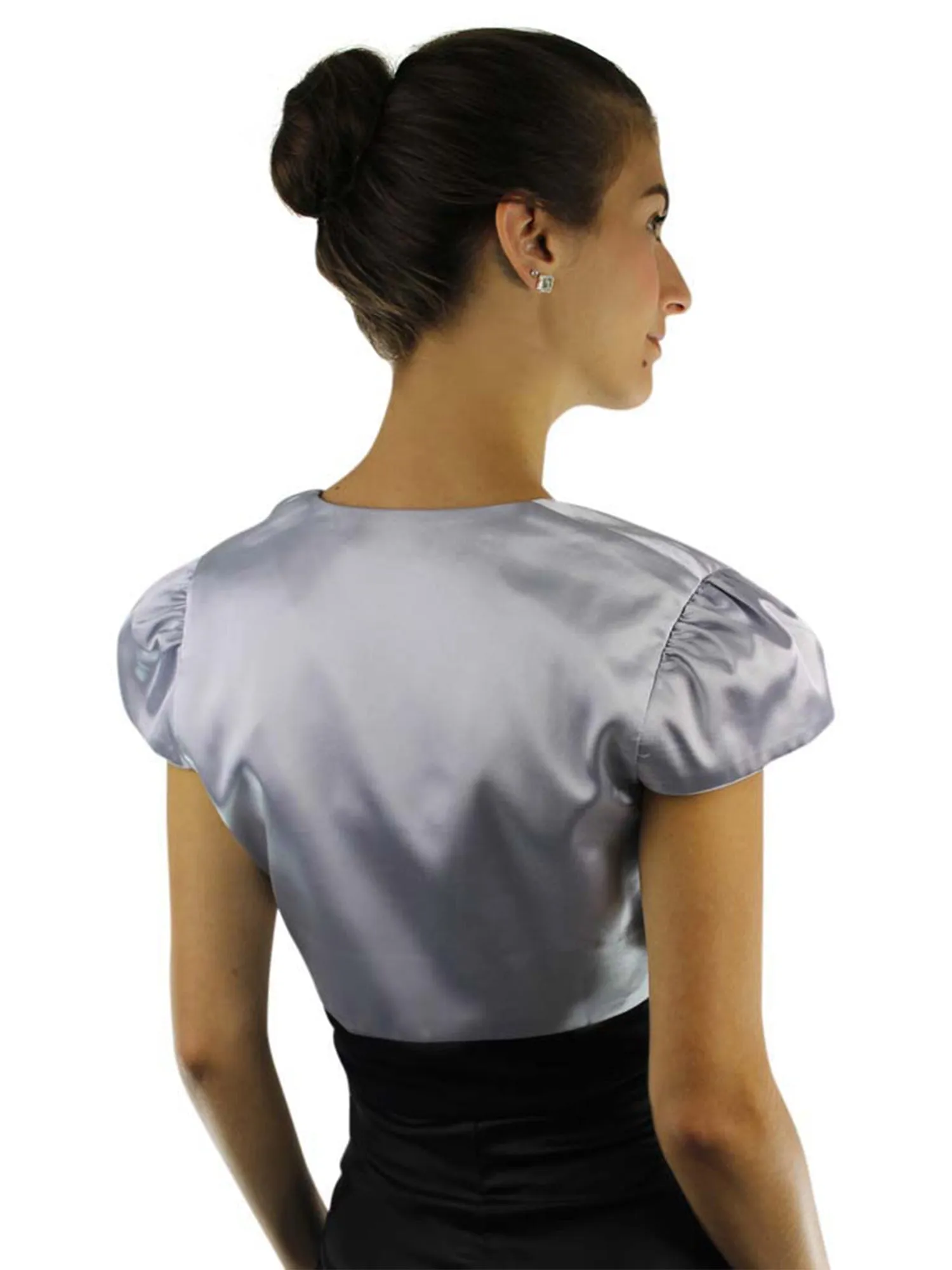 Short Sleeve Satin Bolero Shrug Jacket