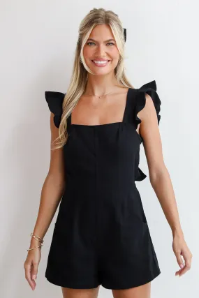 Sleek Refinement Black Denim Romper