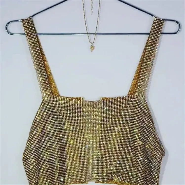 Sparkly crystal crop tank top