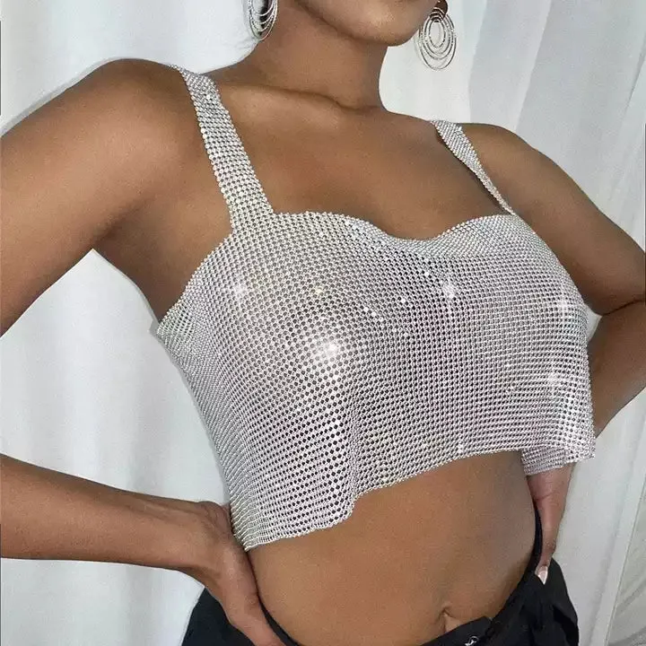 Sparkly crystal crop tank top