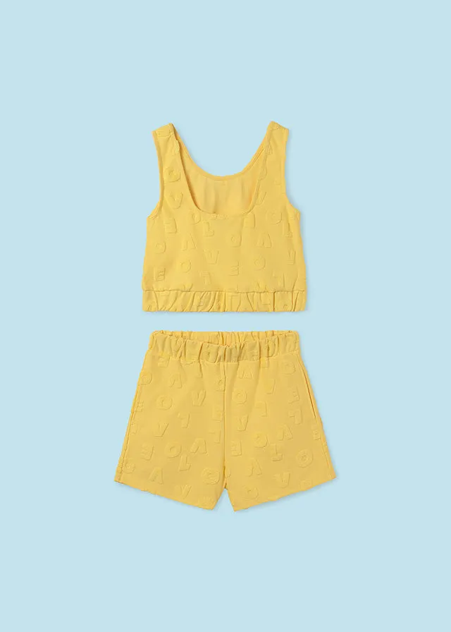 SS24 Mayoral Older Girls Yellow Towelling Set 6278