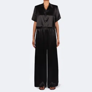 Studio Essential - Cropped Short Sleeve Blouse - Black