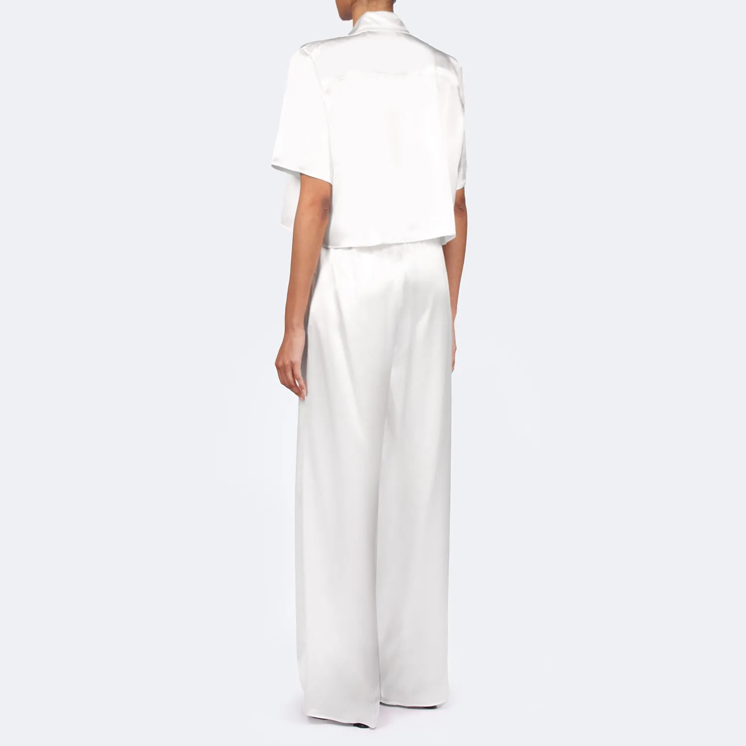 Studio Essential - Cropped Short Sleeve Blouse - Snow