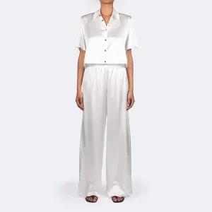 Studio Essential - Cropped Short Sleeve Blouse - Snow