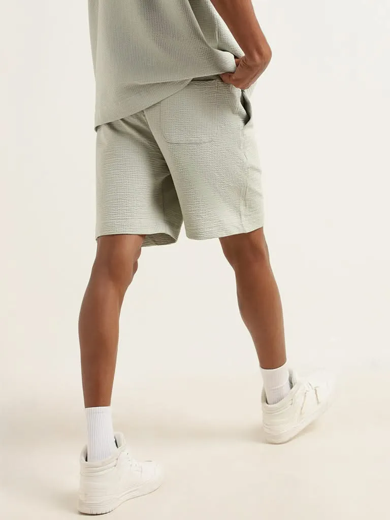 Studiofit Green Cotton Blend Relaxed Fit Bermuda Shorts