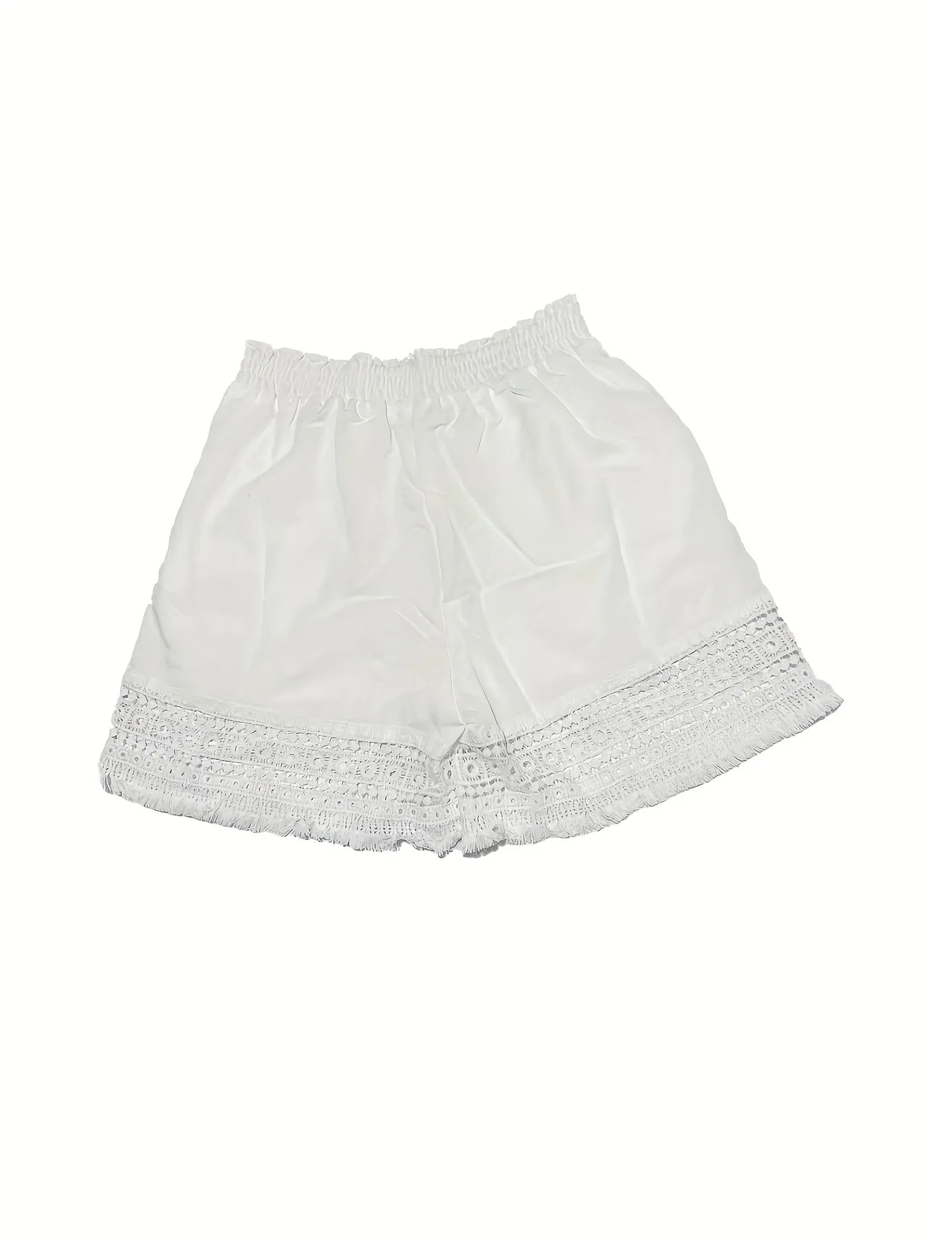 Stylish Lace Trim Shorts with Paper Bag Waist Perfect for Summer