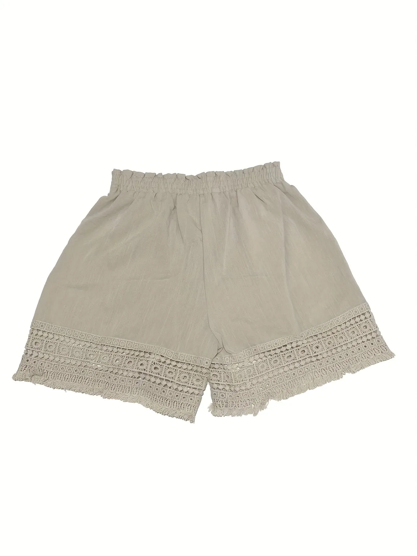 Stylish Lace Trim Shorts with Paper Bag Waist Perfect for Summer