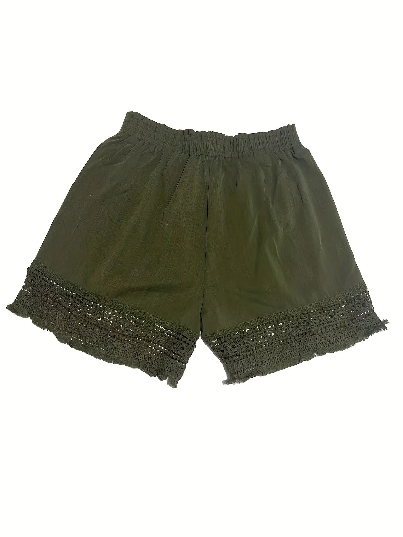 Stylish Lace Trim Shorts with Paper Bag Waist Perfect for Summer