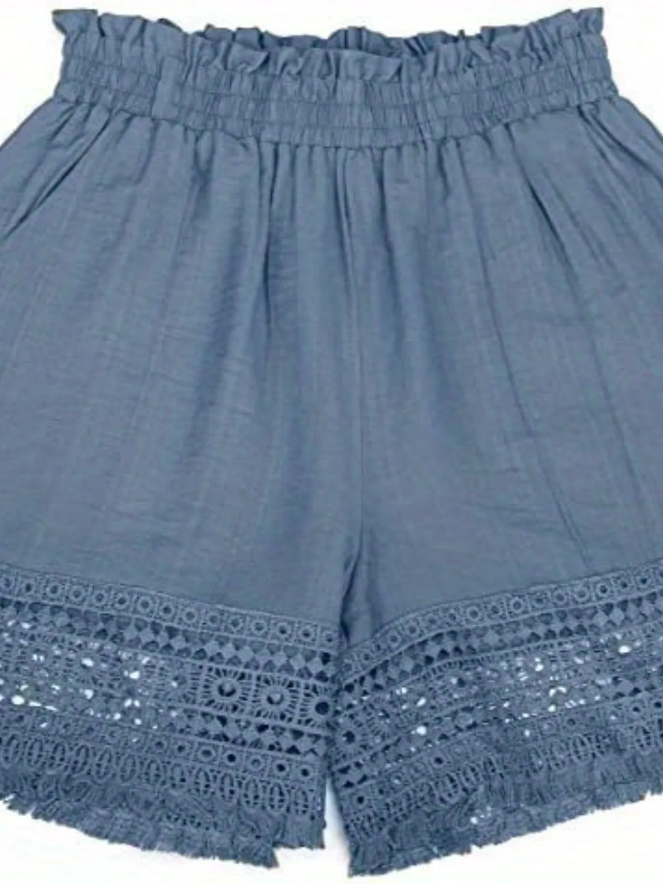 Stylish Lace Trim Shorts with Paper Bag Waist Perfect for Summer