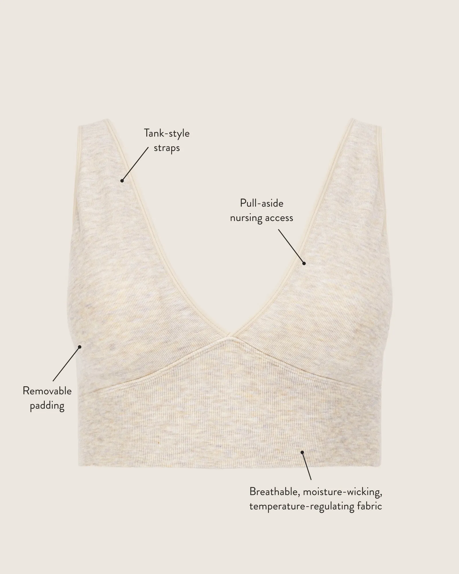 Sublime® Bamboo Maternity & Nursing Plunge Bra | Oatmeal Heather