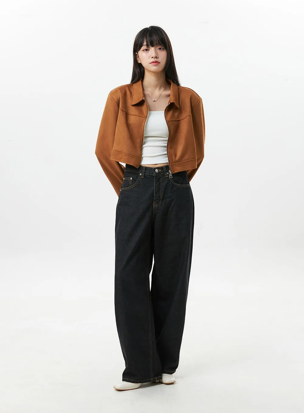 Suede Cropped Jacket OS309