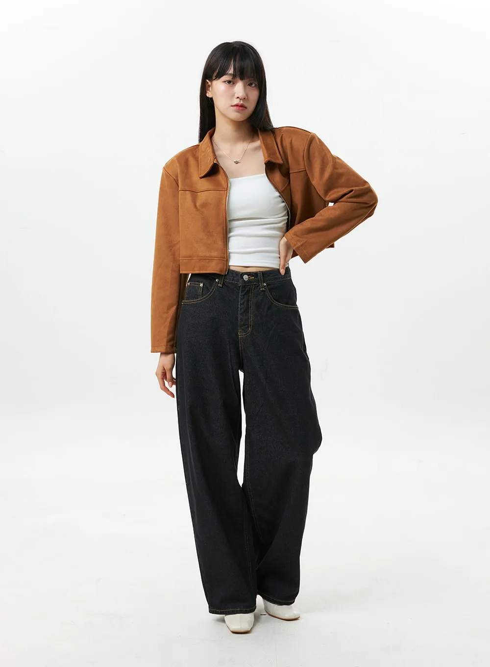 Suede Cropped Jacket OS309