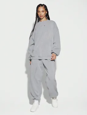 SUMWON WOMEN Oversized Full Sleeves Small Graphic Print Sweatshirt With Baggy Sweatpants