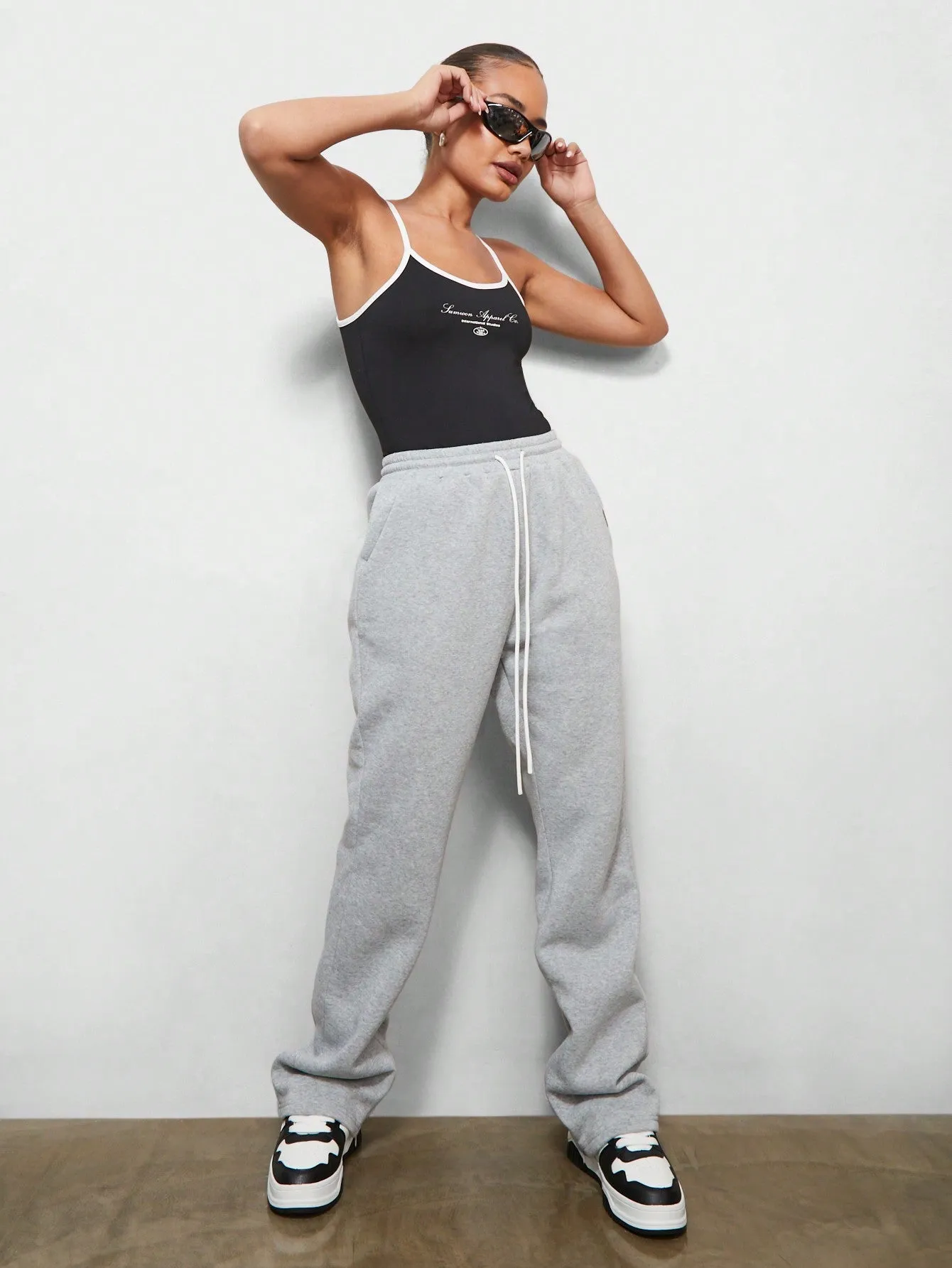 SUMWON WOMEN Straight Fit Pull On Jogger Sweatpants With Draw Cords