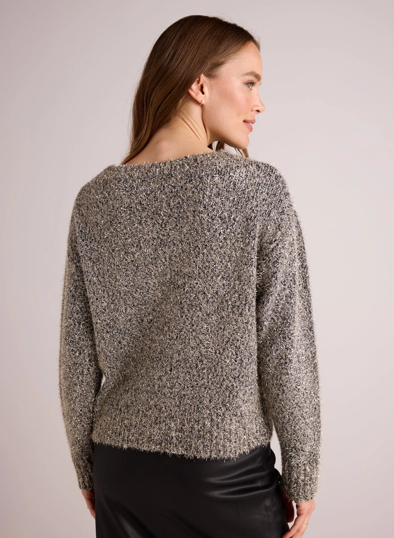 Sweater Cardigan - Black Gold Shimmer