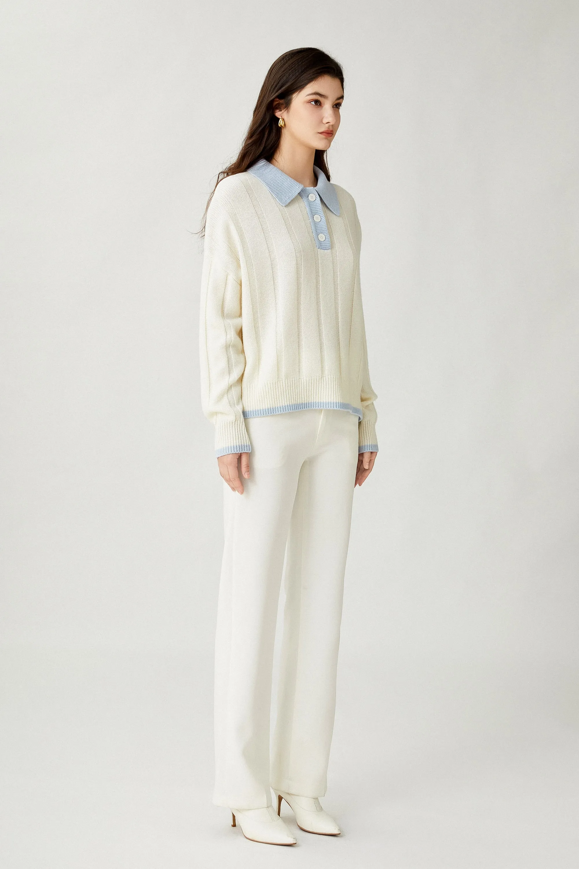 Sylphide | Melodie Polo Ribbed Wool Sweater