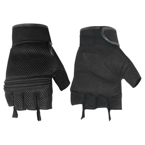 Synthetic Leather/ Mesh Fingerless Gloves