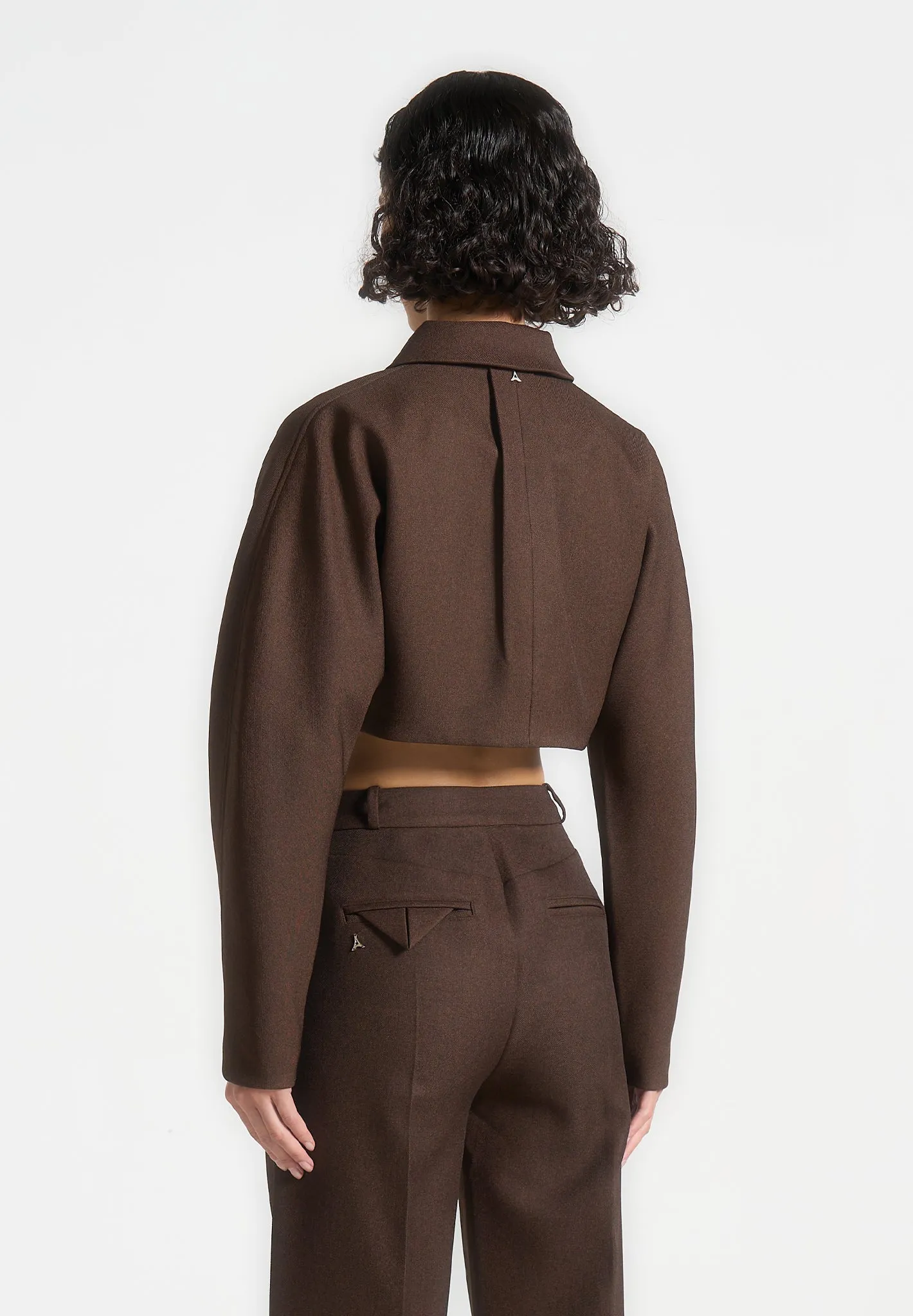 Tailored Super Cropped Jacket - Brown