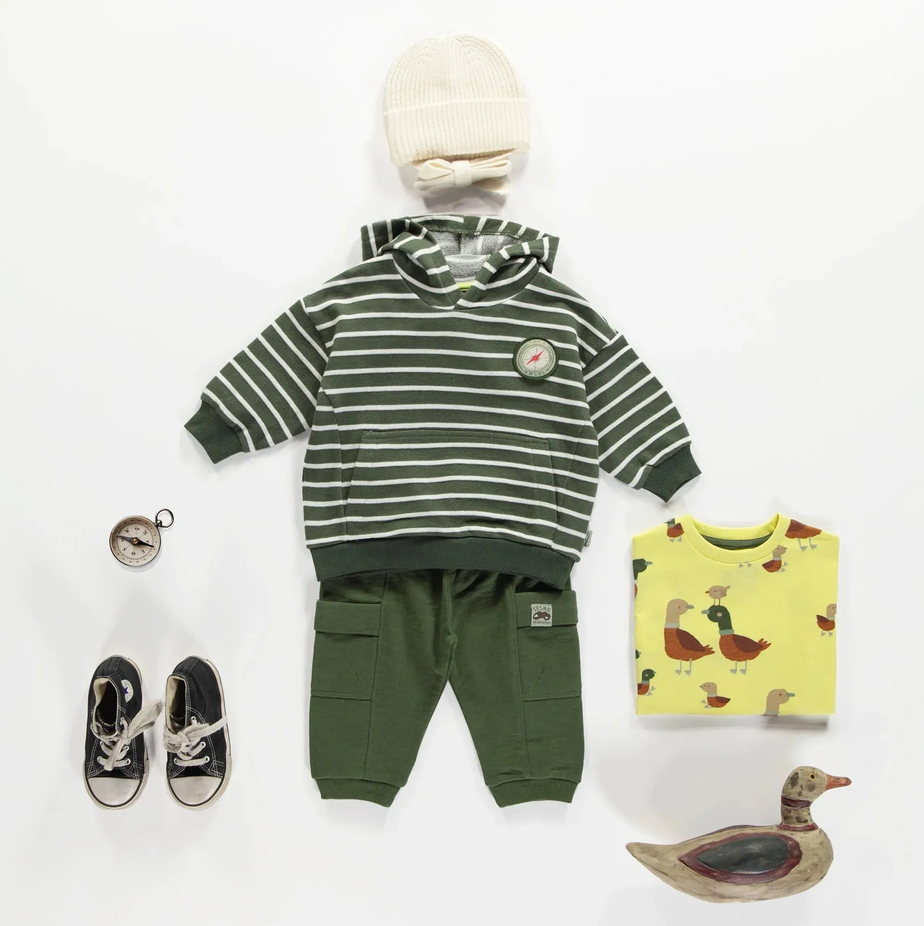 The Decklan French Terry Striped Hoodie - Green - BABY