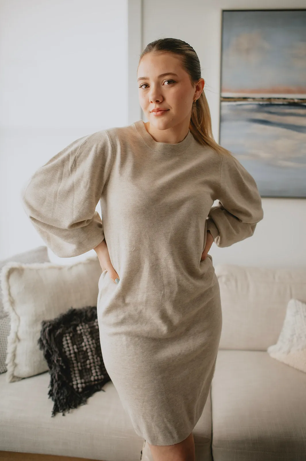 The Sammy Sweater Dress by InWear - Taupe - PLUS