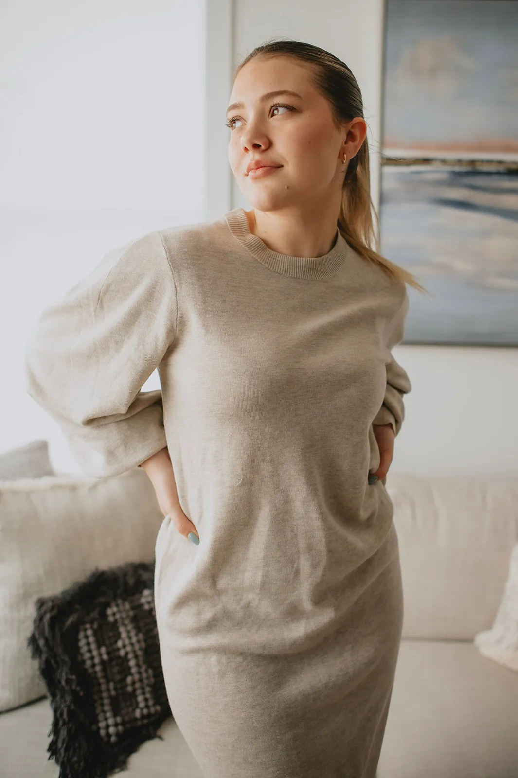 The Sammy Sweater Dress by InWear - Taupe - PLUS