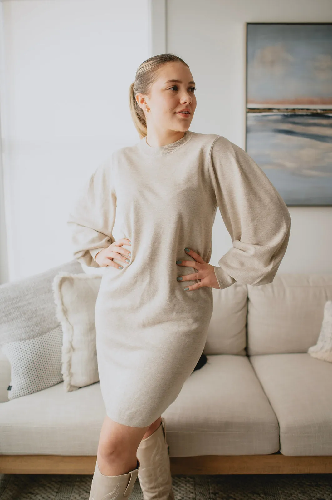 The Sammy Sweater Dress by InWear - Taupe - PLUS