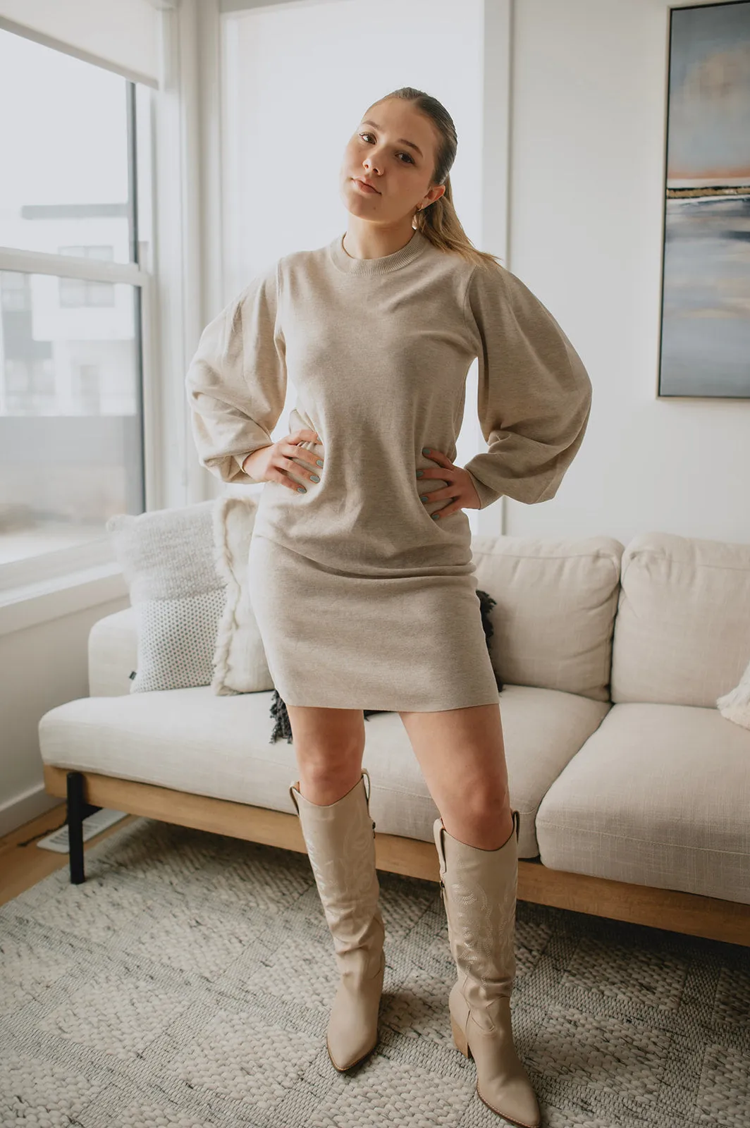 The Sammy Sweater Dress by InWear - Taupe - PLUS