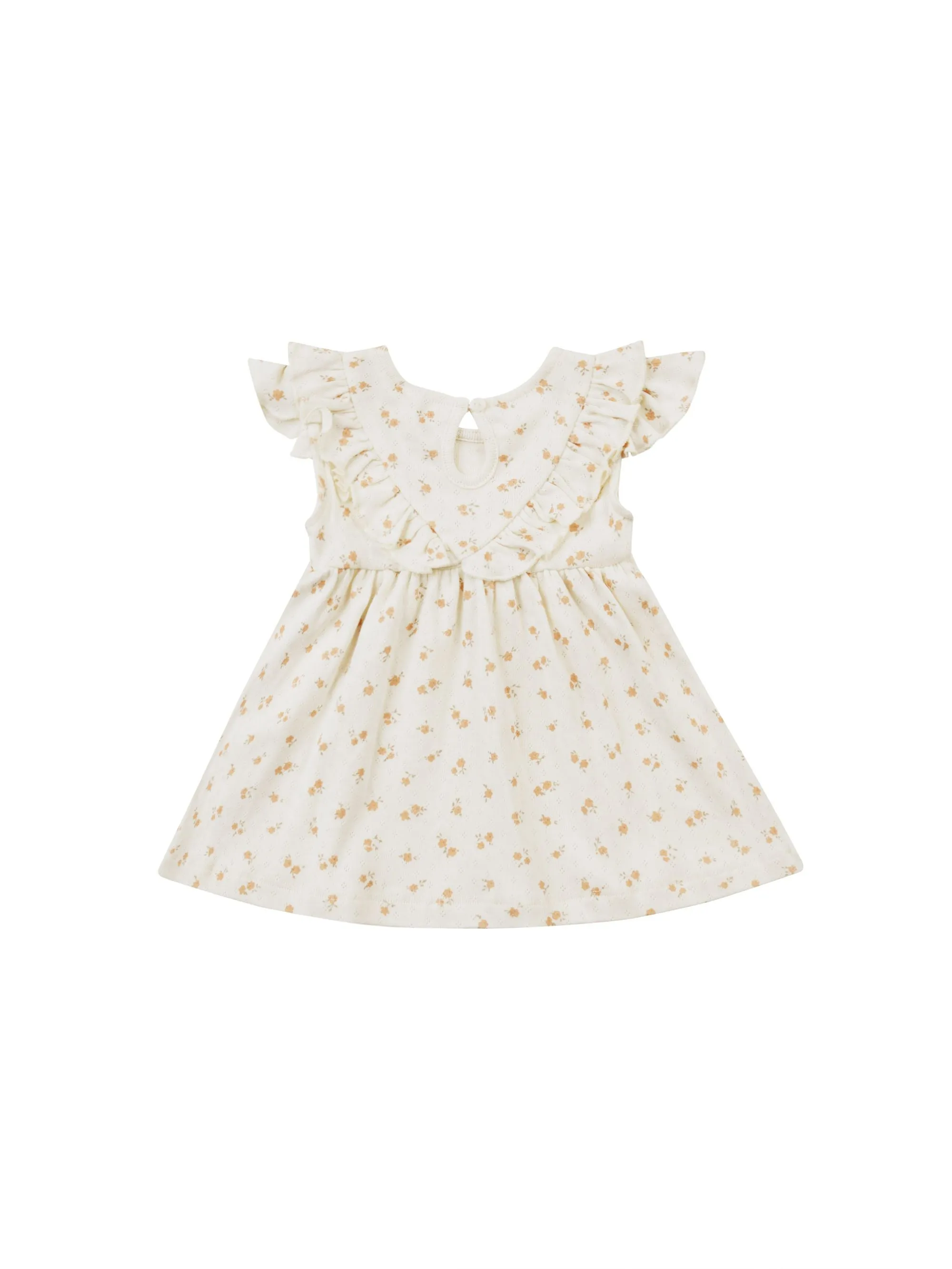 The Sleeveless Ruffle V Dress by Quincy Mae - Floral Melon - BABY