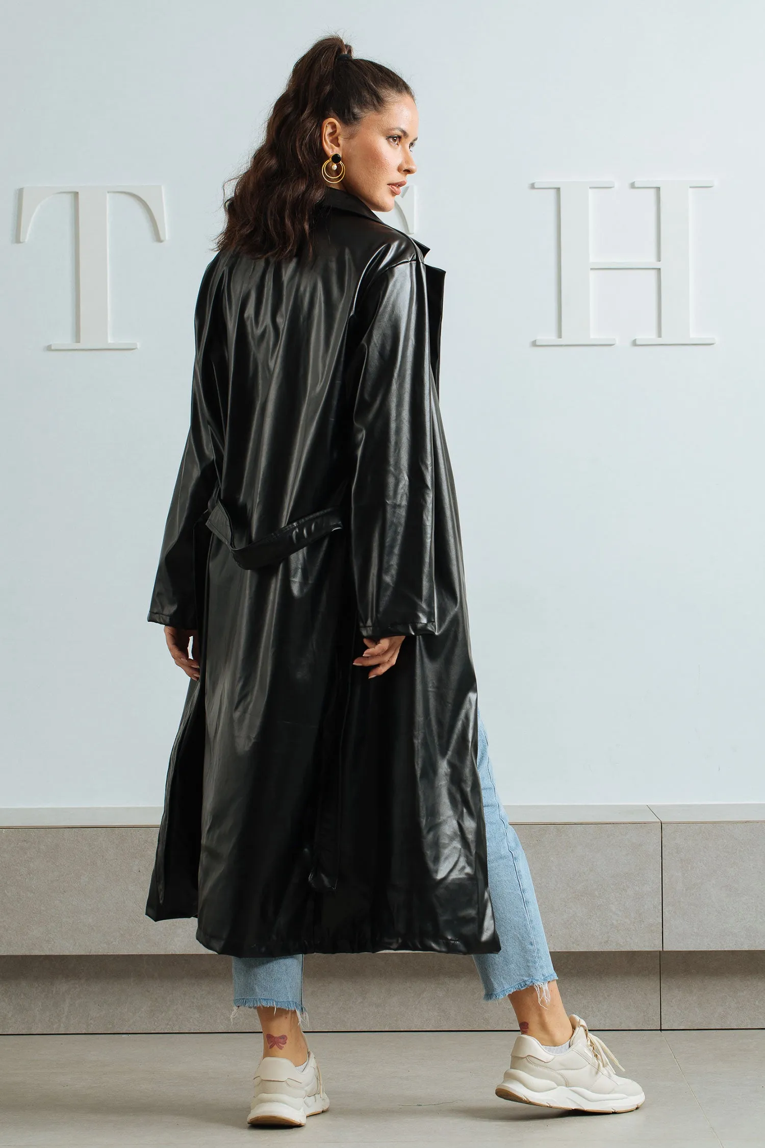 Trendy Leather Coat - Aida