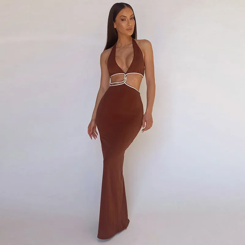 Trix Button Down Cutout Knit Midi Dress - Chocolate - FINAL SALE