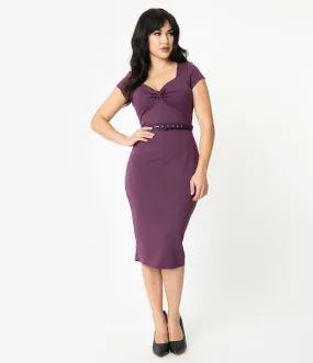 Unique Vintage 1950s Purple Sweetheart Dianne Wiggle Dress