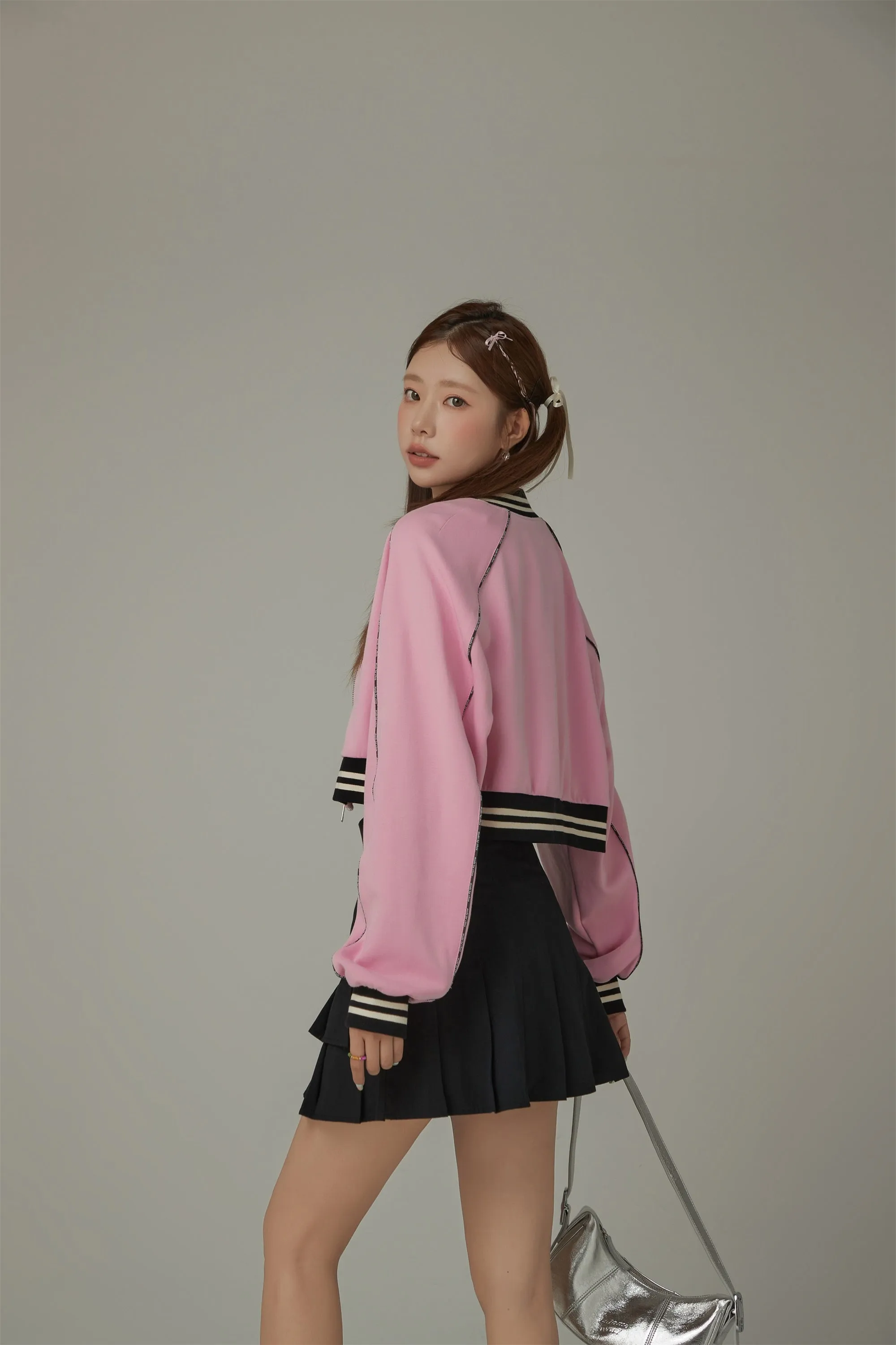 Varsity Color Sporty Cropped Jacket