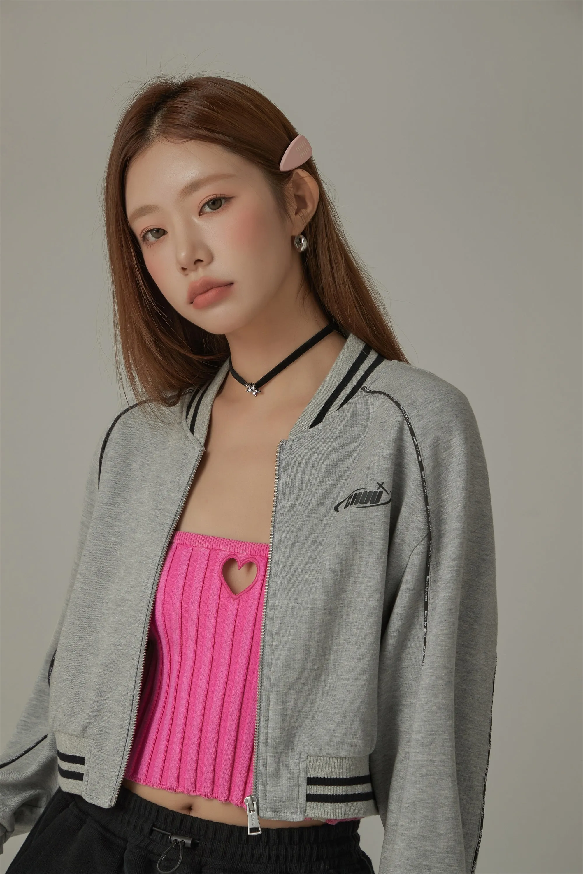 Varsity Color Sporty Cropped Jacket