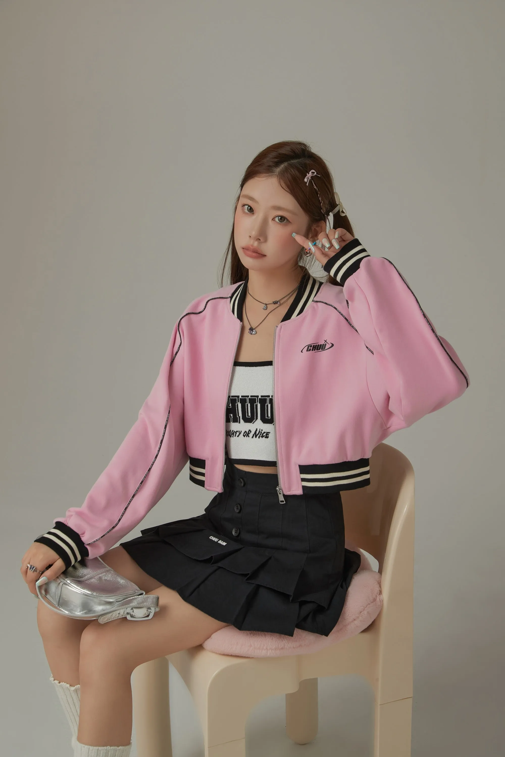 Varsity Color Sporty Cropped Jacket