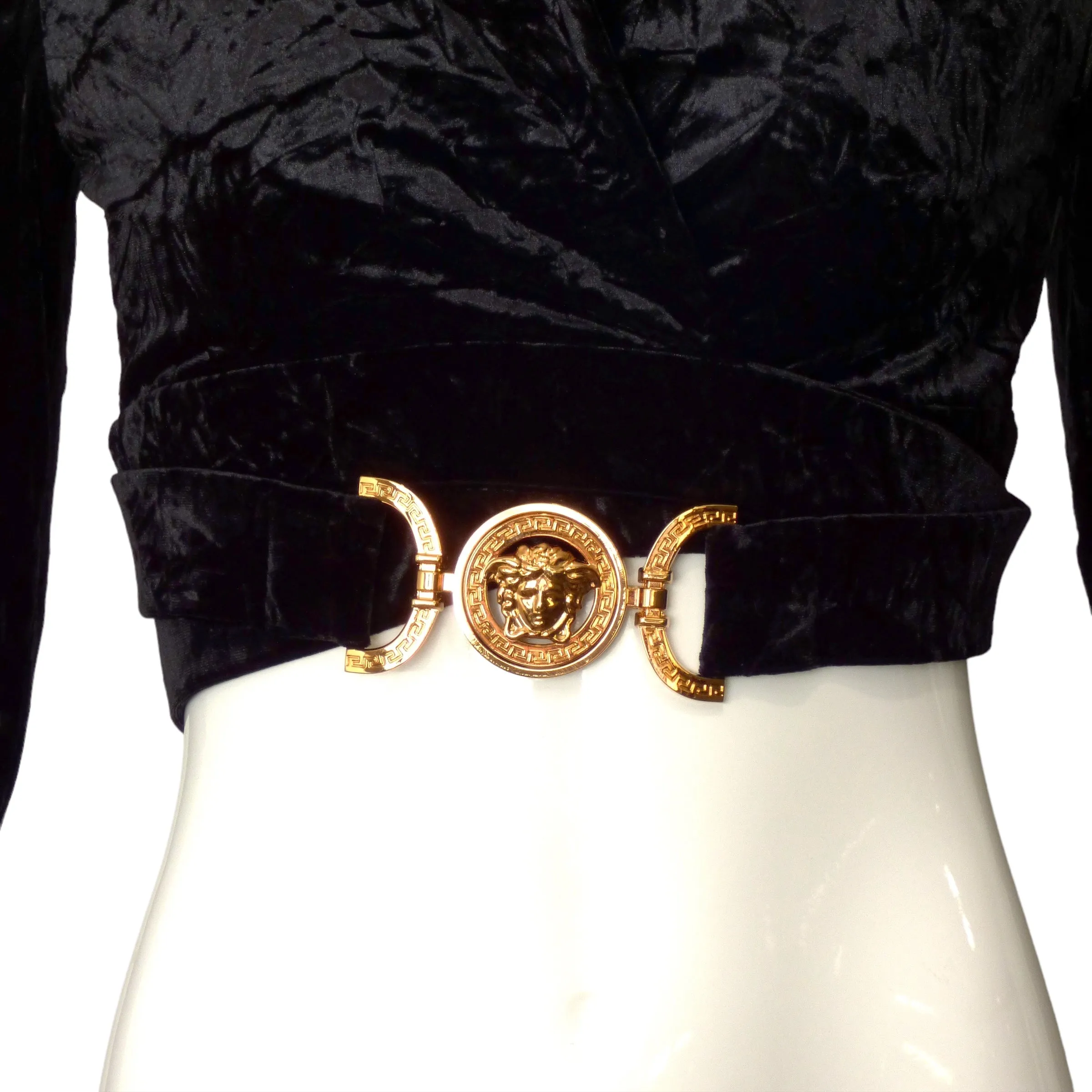 VERSACE- 2023 NWT Black Velvet Wrap Hoodie, Size 6