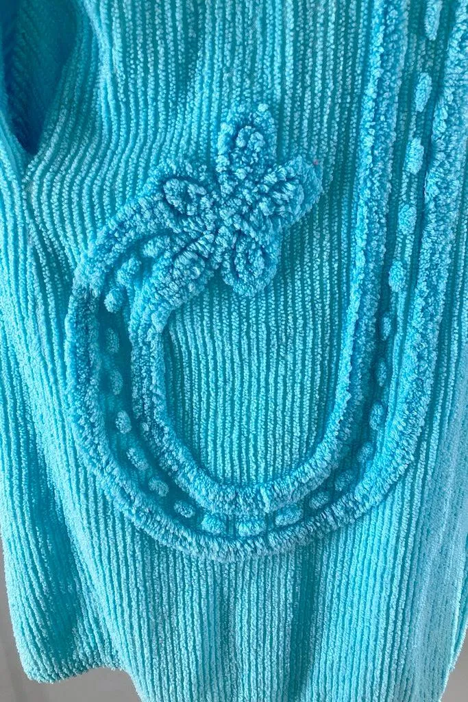 Vintage 1940s Blue Chenille Robe