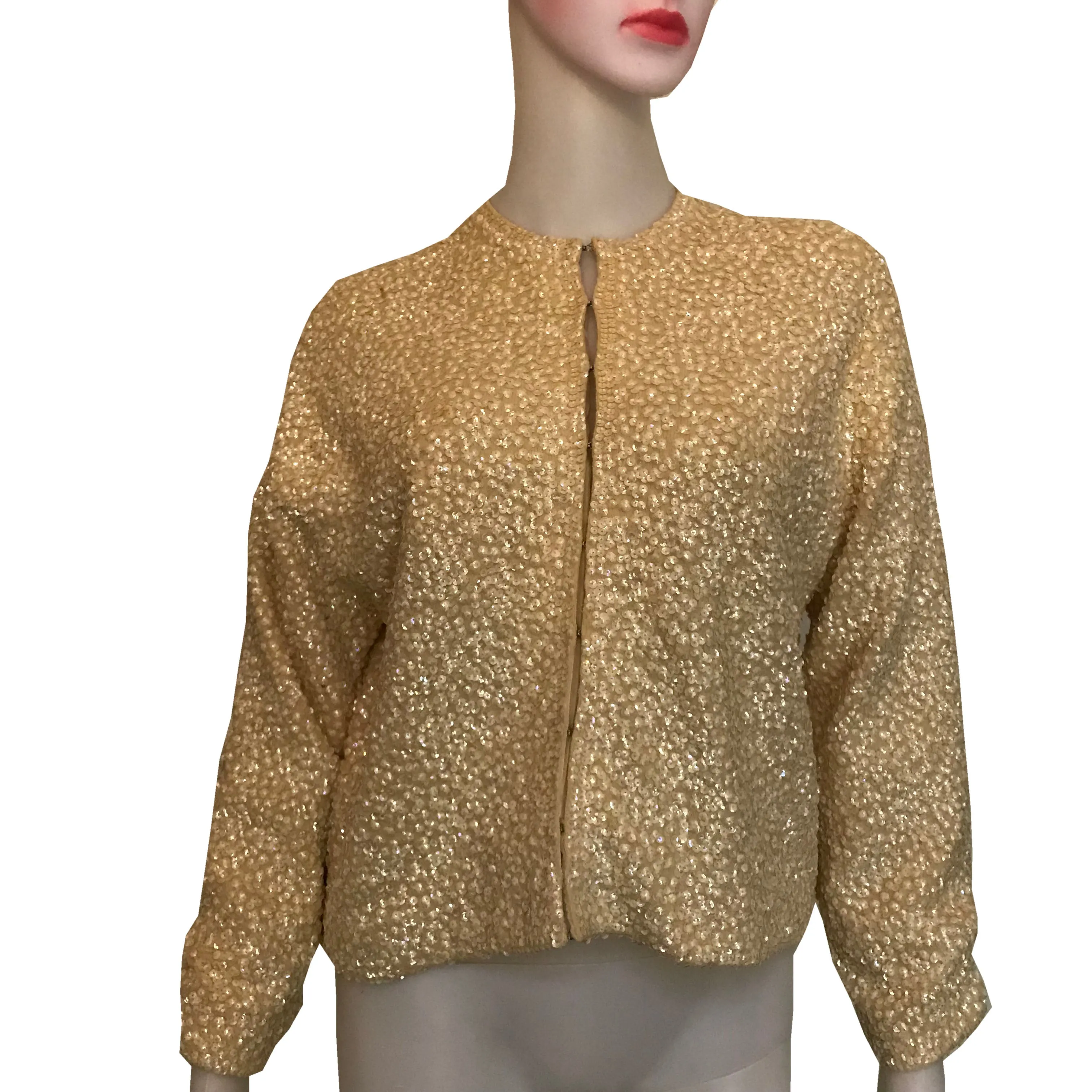 Vintage 1950s Furs by Karol Gold Sequined Cardigan